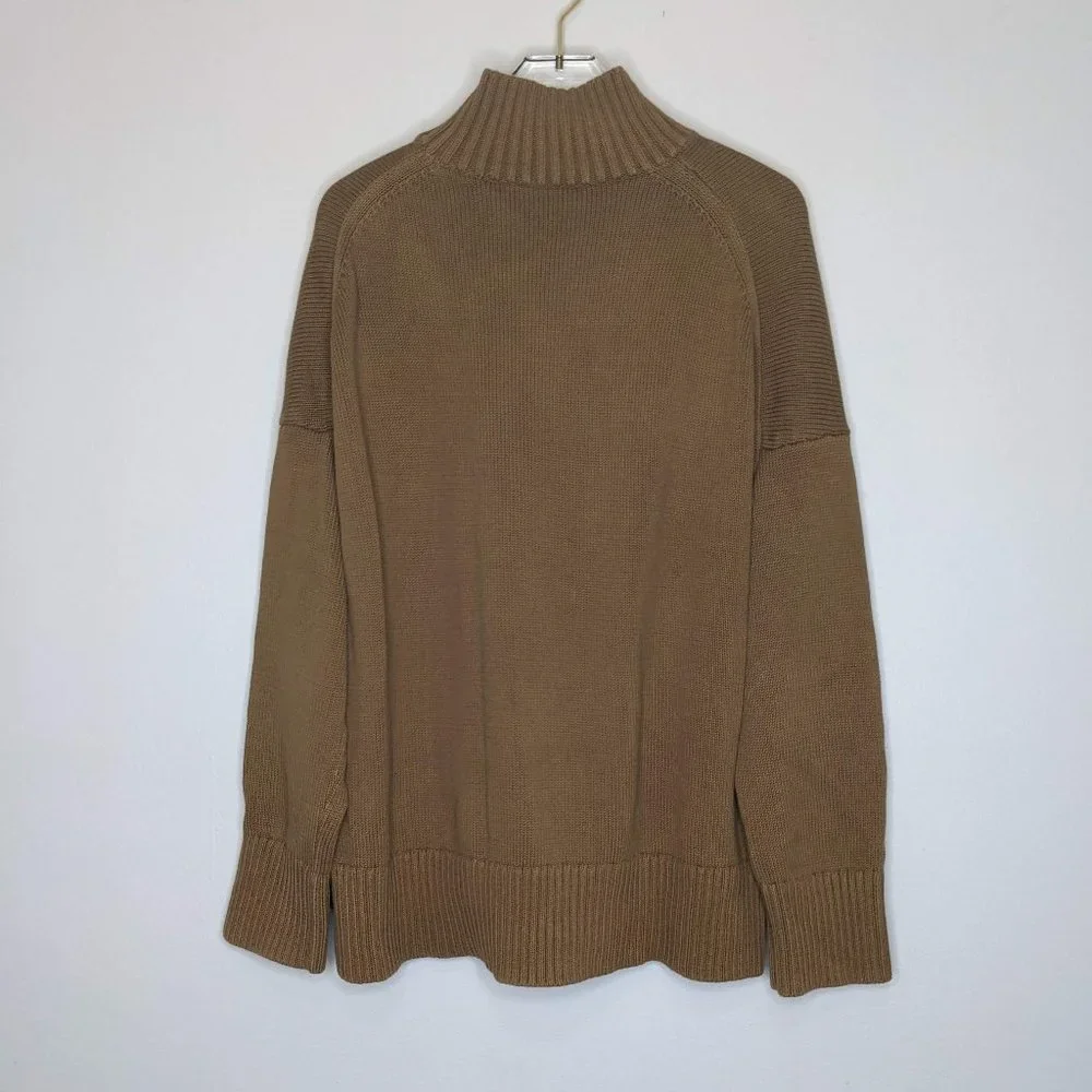 Everlane Brown Mock Neck Sweater Cotton Long Sleeve Size M - Picture 3 of 7